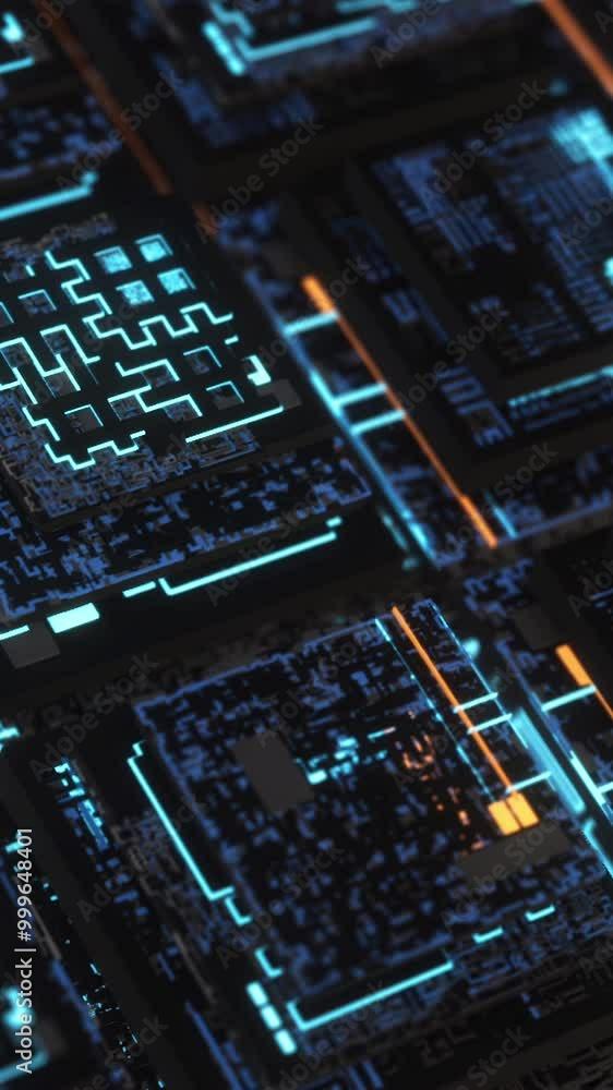 Poster neon boards in computer. animation. beautiful 3d neon boards in computer cyber space. illuminated me