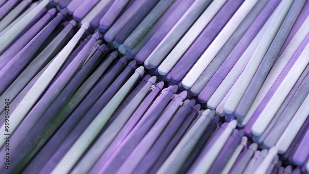 Poster 3d rendering of a pattern of soft-focused purple and white bars, with a shallow depth of field, addi