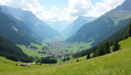 Fototapeta premium Enchanting valley nestled between majestic mountains