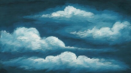 Obraz premium Minimalistic Pastel Drawing of a Blue Sky with Soft Clouds
