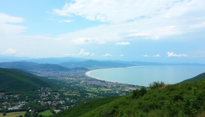  Epic view of a coastal city from a mountaintop