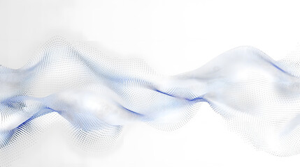 White abstract background with grey flowing particles. Digital future technology