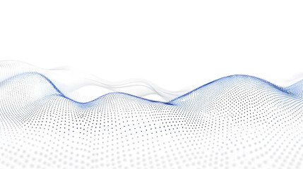 White abstract background with grey flowing particles. Digital future technology