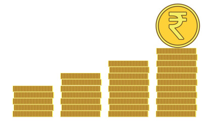 Sales Chart icon. Profit, progress icon. Indian rupee vector icon. Increasing revenue icon. Colorful flat design icons