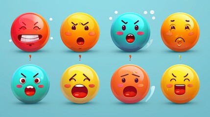 Obraz premium Feedback concept design set. Feedback emoji. Bad and Good Review. Emoticon, emoji and smile, emotions scale. Happy and Sad reaction. Mood faces for survey, rating icons. Vector illustration 