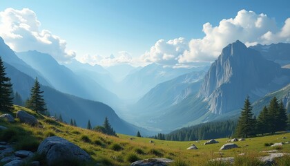 Obraz premium Majestic mountain vista serene and untouched