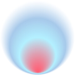 abstract blue and red round aura gradient, circle shape, blurred sphere, modern art harmony, inner peace and wellbeing concept design