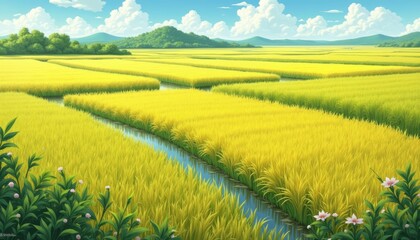 Fototapeta premium Bountiful harvest in a vibrant field under a clear sky