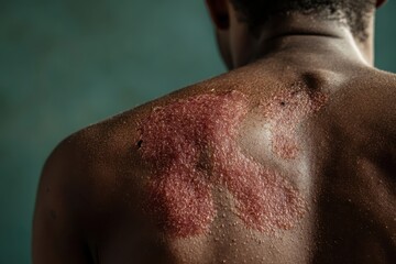Fototapeta premium A close-up of a person's back showing skin irritation or condition.