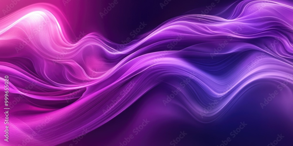 Poster soft shiny digital abstraction: abstract yellow wave pattern with bright pink gradient