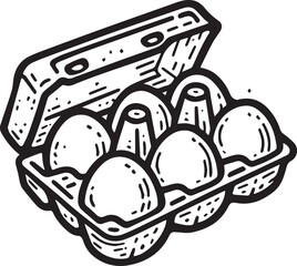 Egg cartoon Hand drawn  doodle line art  icon. Simple cartoon drawing, Silhouette vector art illustration ,vector clip art illustration.