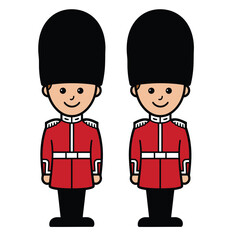 Cartoon British Royal Guards Illustration