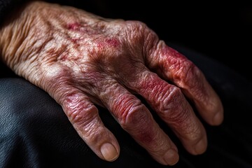 Fototapeta premium A close-up of an elderly hand showing signs of age and wear.