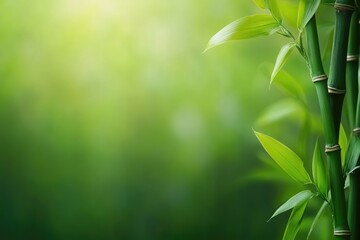 Obraz premium Lush Green Bamboo Jungle. Tropical Garden Zen Background with Vibrant Leaves