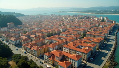 Obraz premium Vibrant coastal cityscape with Mediterranean charm