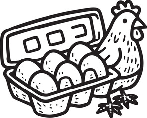 Egg cartoon Hand drawn  doodle line art  icon. Simple cartoon drawing, Silhouette vector art illustration ,vector clip art illustration.