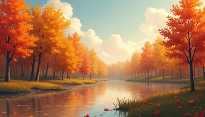 Fototapeta premium Autumns tranquil beauty by the river
