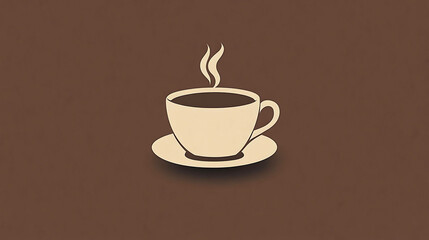 Obraz premium Simple illustration of a steaming cup of coffee on a saucer.