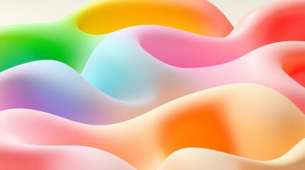 Obraz premium Vibrant Pastel Gradient Curves on Smooth Wavy Surface