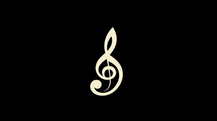 Obraz premium White treble clef on black background.
