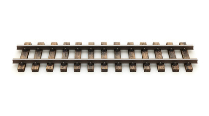 Naklejka premium Railway rails top view isolated on white background
