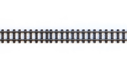 Railway rails top view isolated on white background