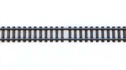 Railway rails top view isolated on white background