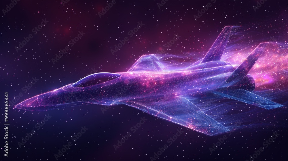 Aufkleber high speed concept. fighter jet in the form of a starry sky or space, consisting of points, lines, a
