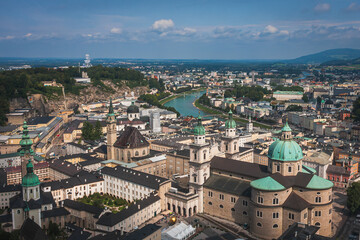 Naklejka premium View to the city of Salzburg