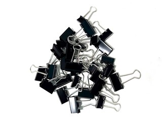 Paper clips on a white background.