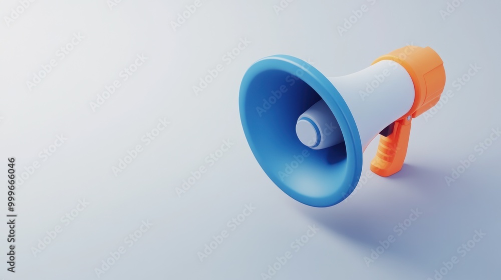 Poster a colorful megaphone designed for amplifying sound and communication.
