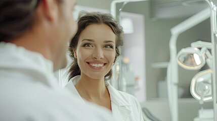 Fototapeta premium beautiful Asian model getting filler injections by a professional doctor in a modern clinic