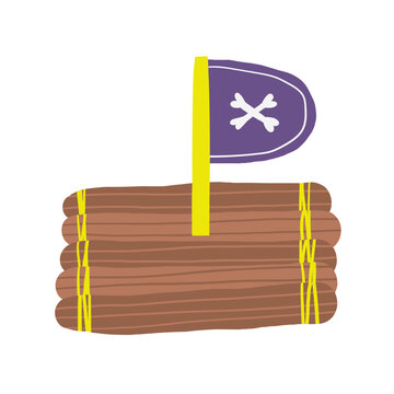 recommend clip art: Cute pirate theme composition, postcard with funny hand drawn doodle ship, boat, raft, float. Marine, nautical Caribbean bandit t shirt print, cover, template, banner, poster print objects