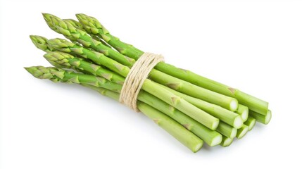 A bunch of green asparagus spears, isolated on a white background.