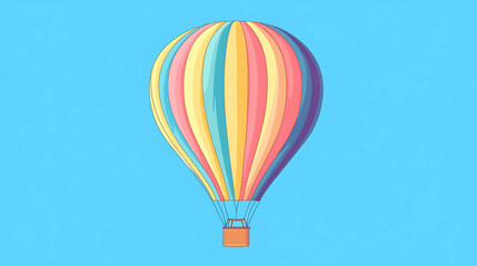 Obraz premium A colorful hot air balloon drifts through a bright blue sky.