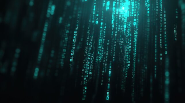binary code options line on computer monitor screen background