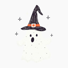 Cute ghost with witch hat