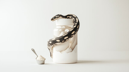 Naklejka premium Striking Python and Protein Powder Jar