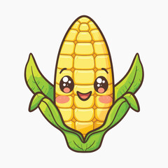 Cute cartoon corn character smiling