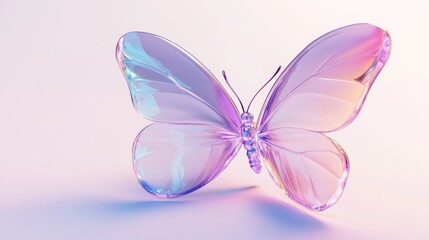Translucent Iridescent Butterfly on Soft Background