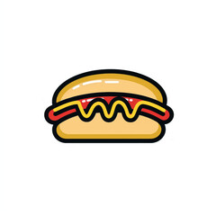 Colorful hot dog icon illustration