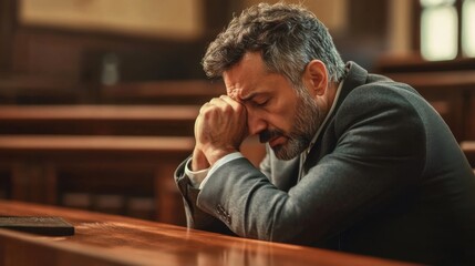 A sorrowful defendant at a tribunal court, illustrating the emotions and consequences of criminal responsibility