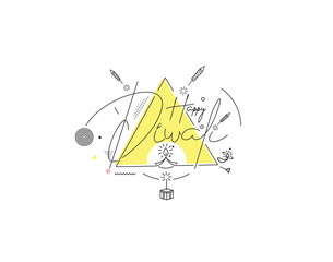 Happy Diwali Text Poster Design. Abstract vector illustration.