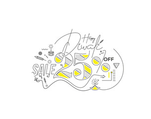 Happy Diwali Text Poster Design. Abstract vector illustration.