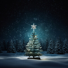 Christmas tree illustration with snowflakes and stars, perfect for holiday card design ,Generated By Ai