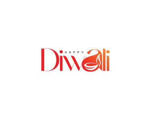 Happy Diwali Text Poster Design. Abstract vector illustration.
