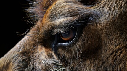 Close-up view of a giraffe's eye, highlighting its unique features
