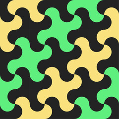 Abstract geometric background with shapes. Seamless vector pattern. Green, yellow and black color	