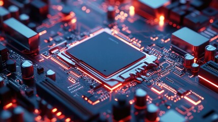 A CPU socket on a modern motherboard, with heat sink and surrounding circuitry visible.