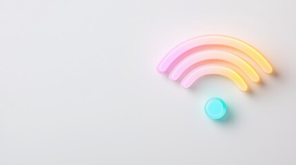 Futuristic graphic showcasing wireless connection with neon design symbolizing internet network and communication technology against a clean white background